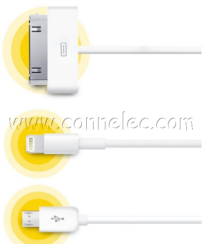 original Pisen 3 in 1 USB cable, Iphone 4(s)USB+Iphone (6, 5) USB+Android