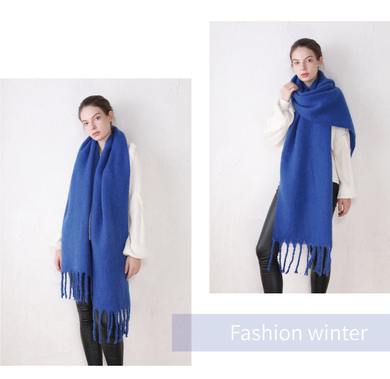 Y-Z 2025 Winter Nordic Polar Fleece Female Scarf Comfortable Cosy Boho Shawl with Fringed for Christmas Festival Vegan Style