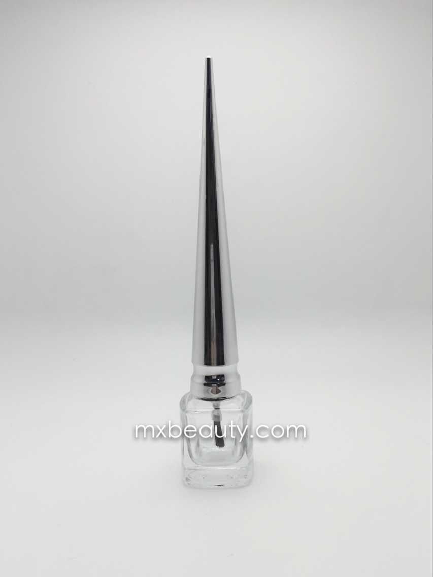 conical magic wand shape metallic nail polish cap uv coating nail polish bottle flat brush nail polish packaging