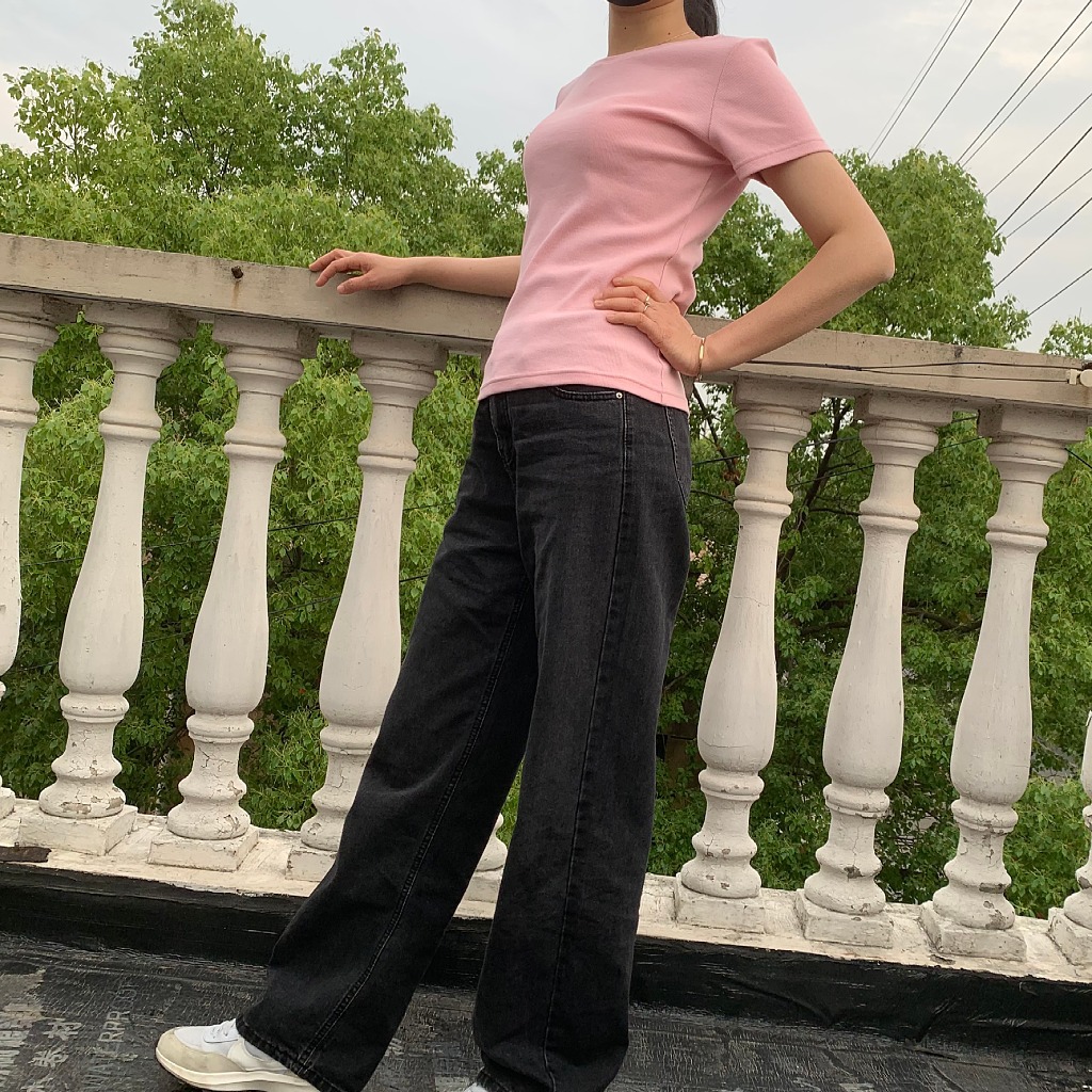 Solid Pattern Women's T-shirt Customize Cotton Spandex Rib T-shirt for Style Clothing