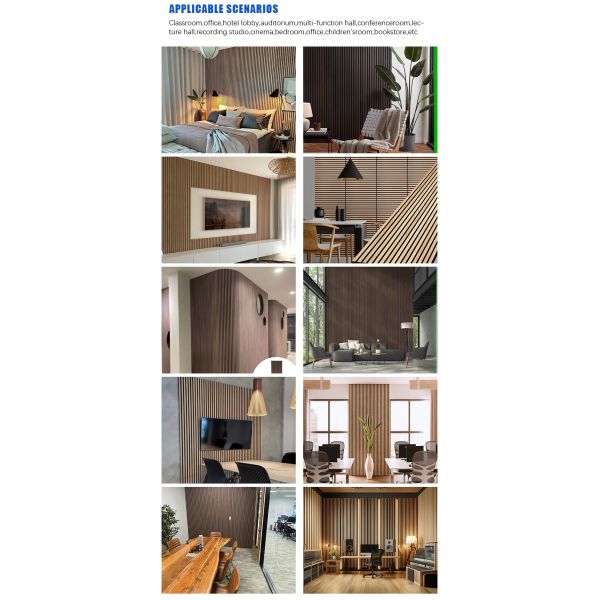 Wood Slat Acoustic Panel Fire Rated MDF Core Sound Absorbing Wall Cladding