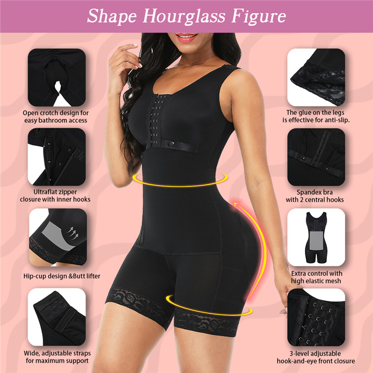 HEXIN Women's Stage 2 3 Postpartum Full Body Shapewear Breathable Sustainable and Black