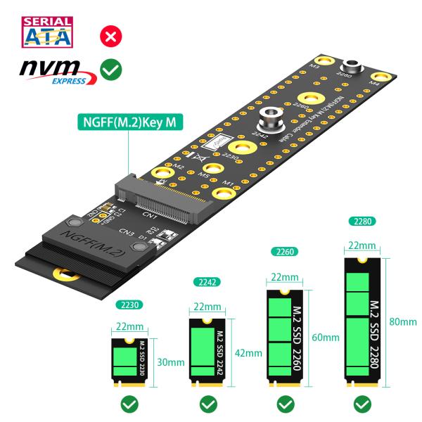 SATA Computer Adapter NVMe SSD Extension Cable 20cm PCIe 3.0 X4 Adapter