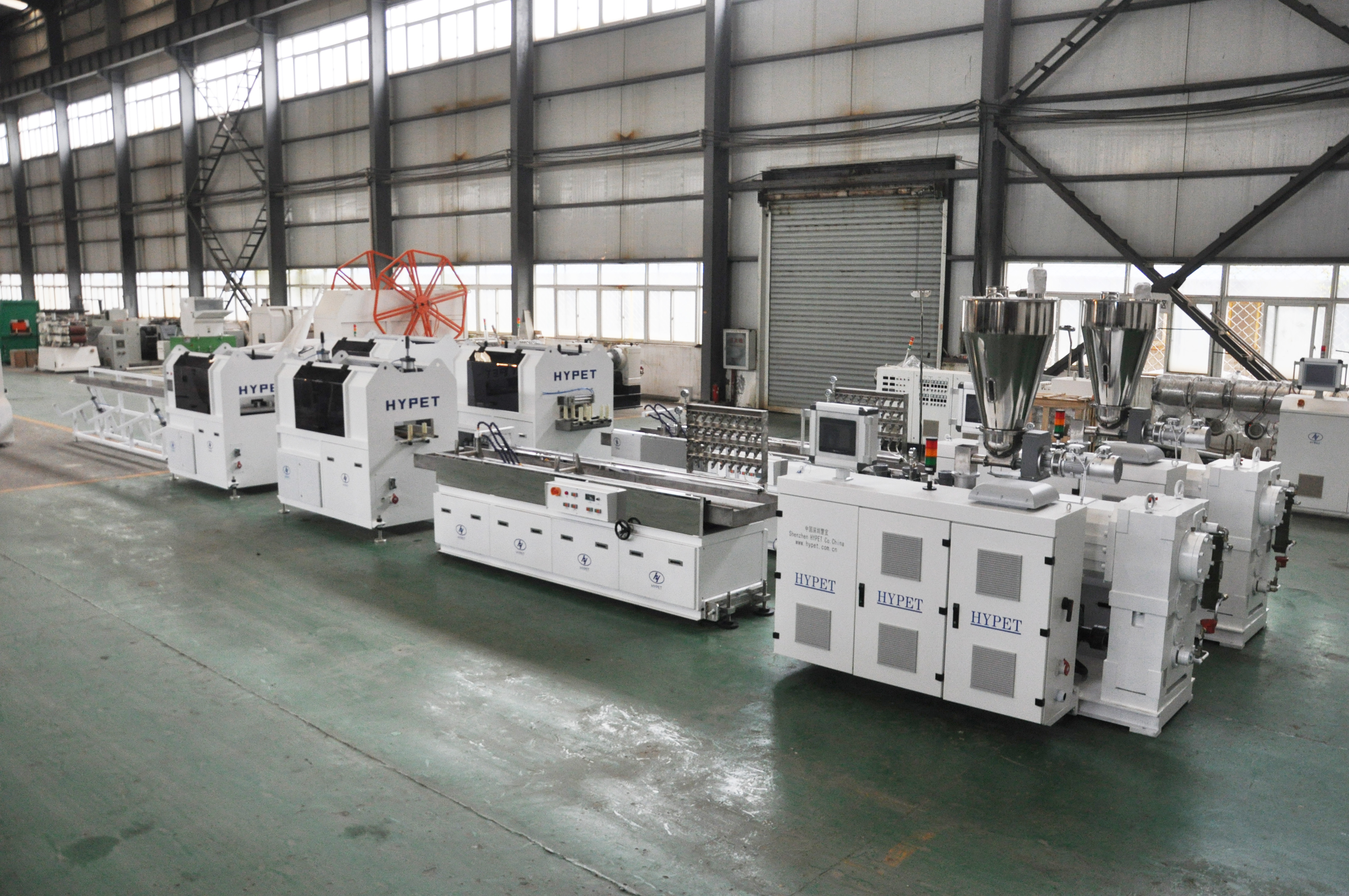 China Shenzhen HYPET PVC High-speed Four Stations Cable Channel Making Machine/ PVC Wiring Duct Trunking Extrusion Production Line