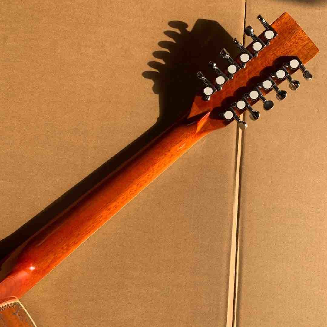 41" KOA Wood 12 Strings D45K Body Abalone Inlay Ebony Fingerboard Acoustic Electric Guitar
