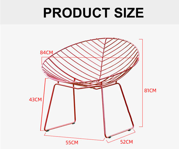 Metal Wire Chair Cafe French Metal Moon Chair Outdoor Furniture 55x52x81cm