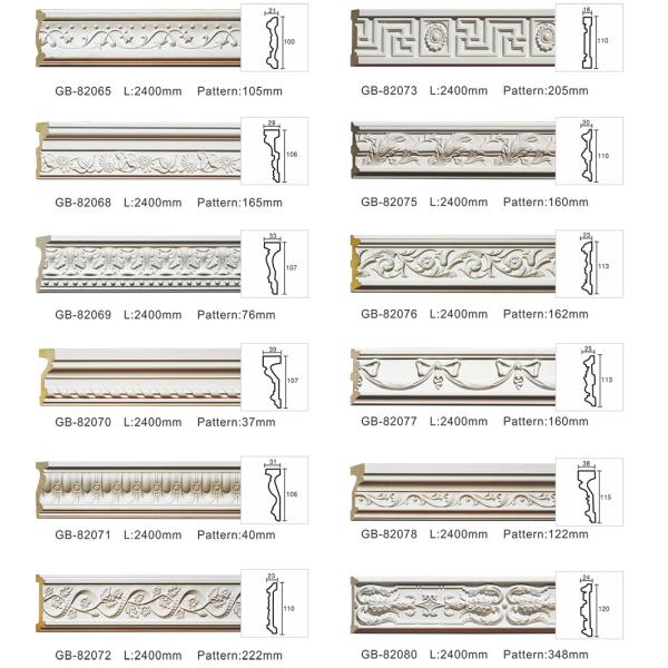 High density polyurethane foam panel mouldings various designs 47mm width color customized OEM cervice