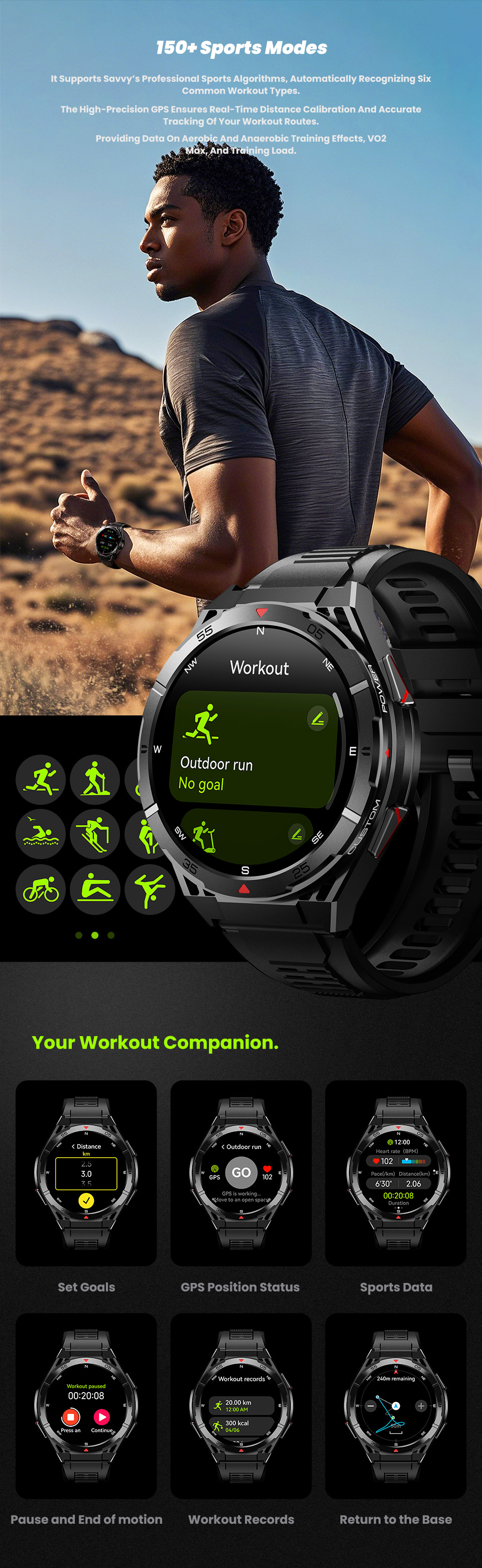 X2 GPS Smart Watch with 1.43" AMOLED Display and 490mAh Battery