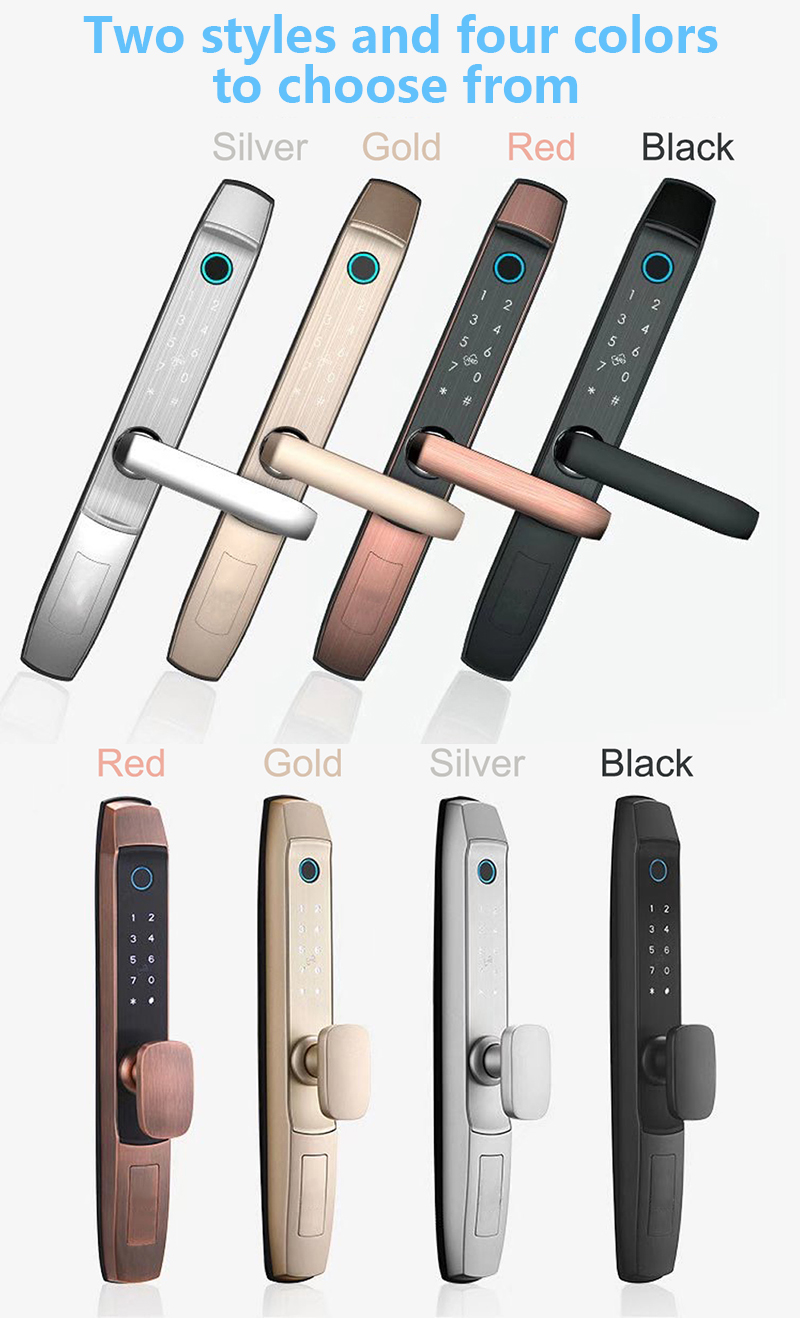 Digital Door Lock Zinc Alloy S875 Smart Fingerprint Glass Door Lock With Tuya APP