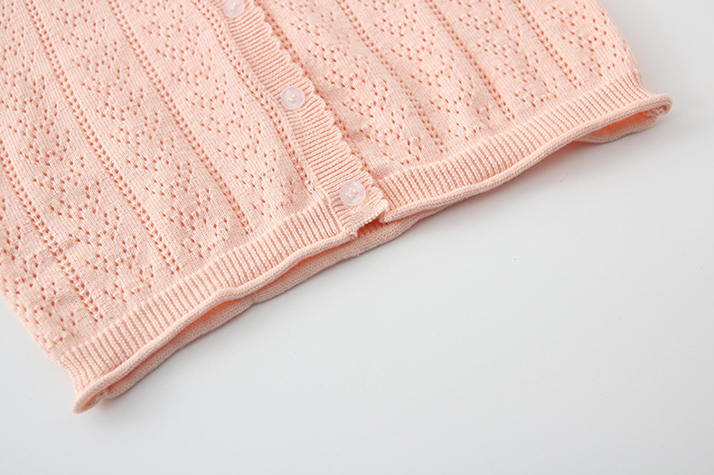 Summer Cotton Plain Knitted Cardigan Top Toddler Children Kids Girls Sweater