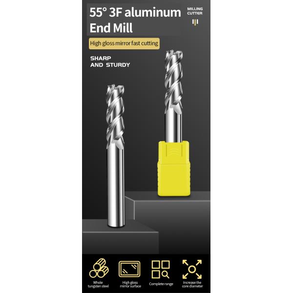 AlTiN 55HRC Aluminum Milling Cutter ODM 3 Flute End Mill For Aluminum