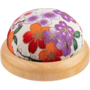 China Wooden Base Needle Pincushions Japanese Style Round Pin Cushion for Sewing Needle Holders or DIY Crafts on sale