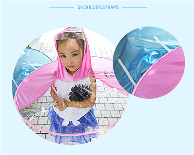 Child Kid Umbrella Cap Peppa Pig Rain Cloak Baby Flying Saucer Pink Color