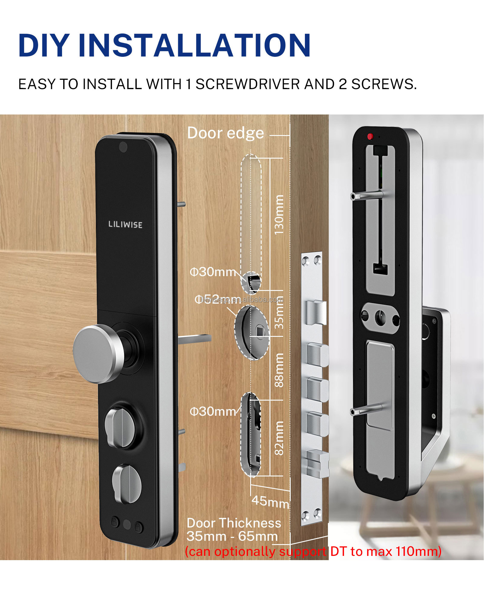 Fully Auto Smart Lock with WiFi Bluetooth Fingerprint and Key