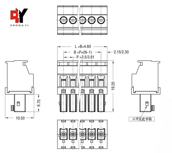 Electric Odm Plug In Terminal Block HQ15EDGKB-3.5/3.81mm Pitch Wire Connector