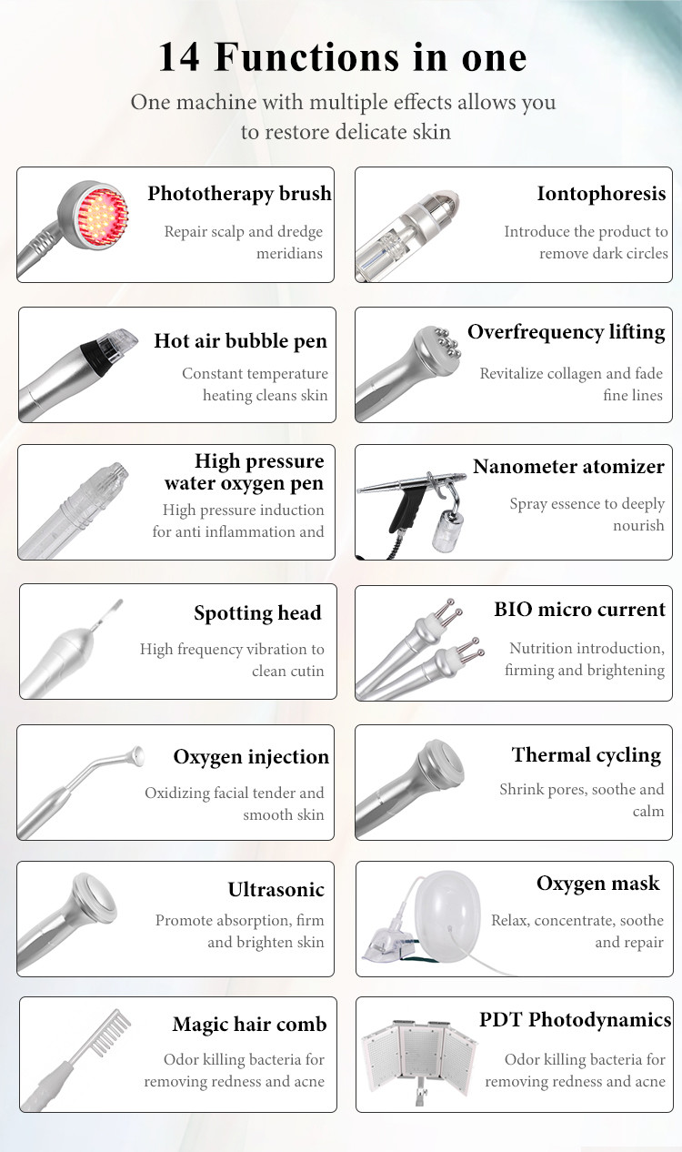 14 In 1 CE Hydro Dermabrasion Machine With Photon Led Light Therapy