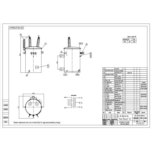 100kva Single Phase Electrical Pole Mounted Type Distribution Transformer Oil Immersed 24.9KV To 240V