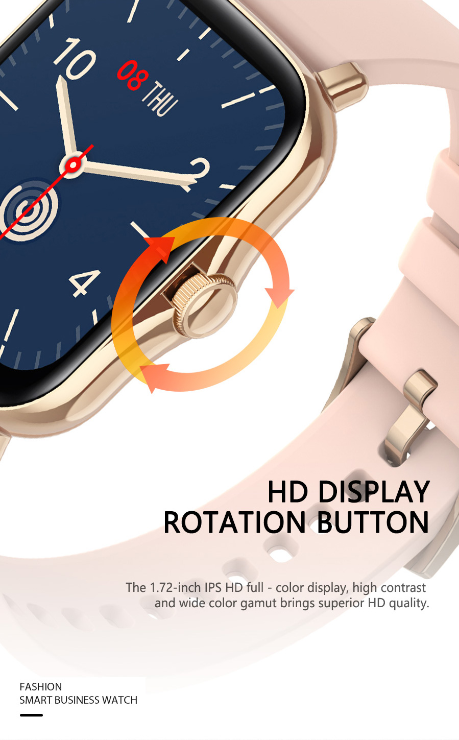 1.72inch IPS IP67 Fully Waterproof Smartwatch Multiple Sports Modes