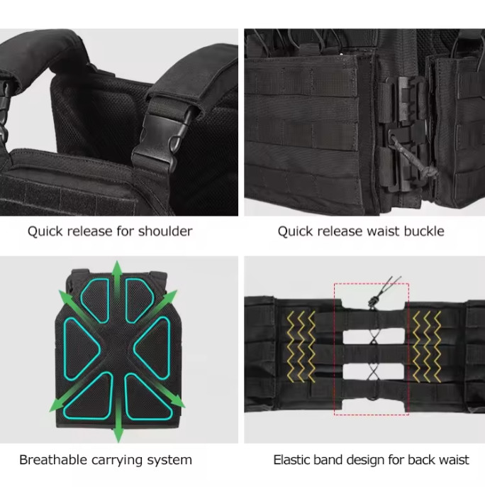 Tactical Training Vest Bag Plate Carrier Quick Release Hunting Molle Tactical Weight Vest Women Men Training