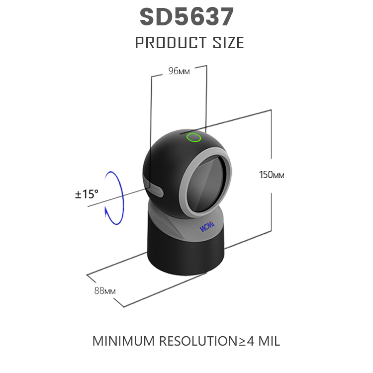 A WCMI SD5637 Gold Supplier China 1d 2d Code Barcode Scanner Platform Scanners Qr Barcode Reader Desktop for Pos System