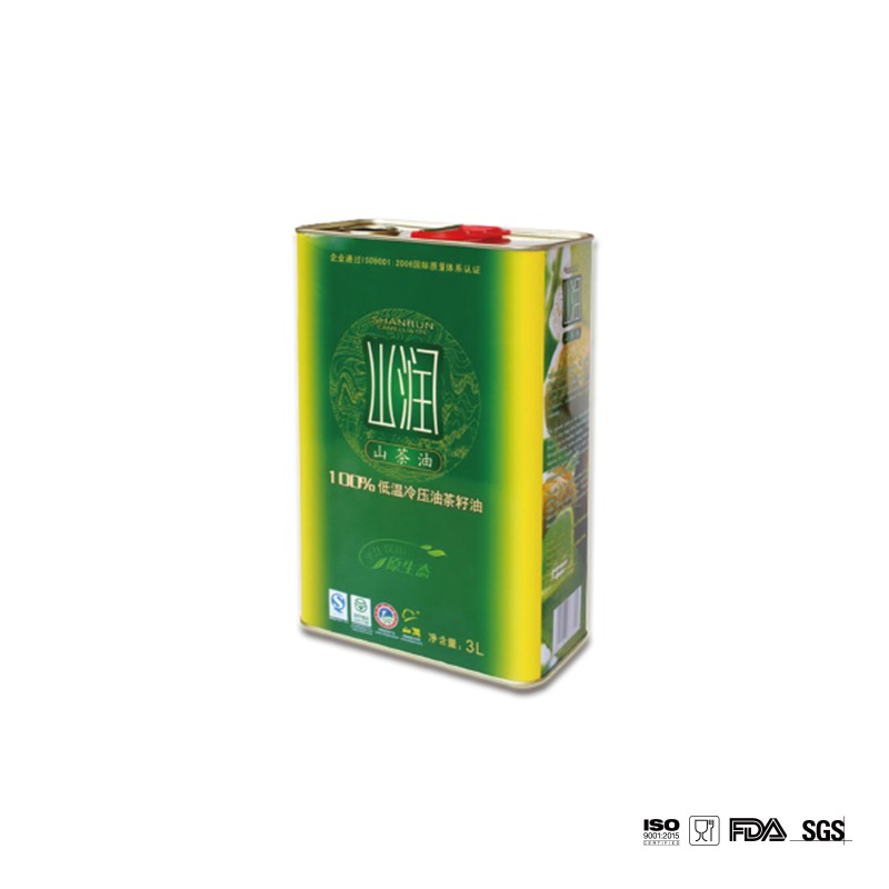 DADI Food Oil Can 3L Rectangular Tinplate Olive Oil Container with Handle Imported Spout Lid