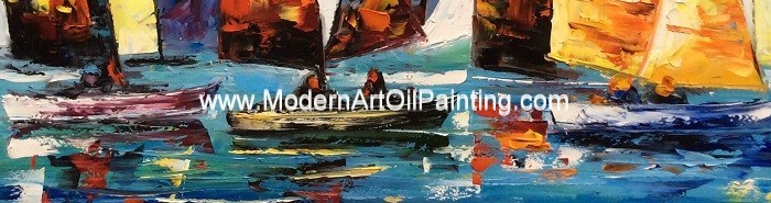 Abstract Sailing Ship Oil Painting by palette knife / Hand Painted Thick Oil Painting
