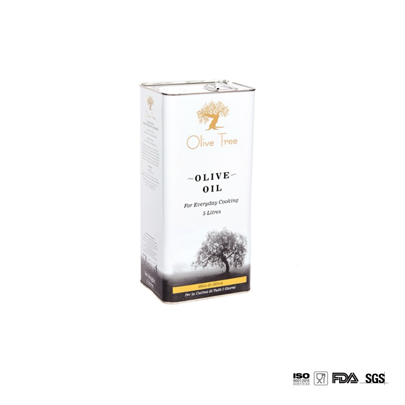 DADI 5L Square Food Oil Can, Tin Container 5000ML Metal Oil Packaging Rectangle Food-Grade Tinplate
