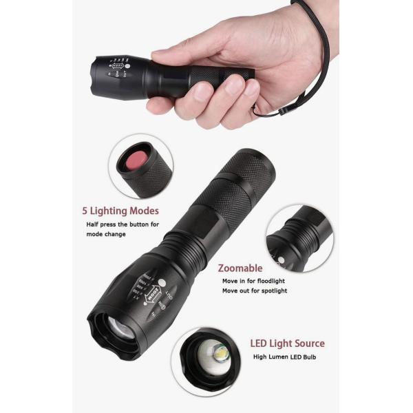 Camping Tactical Torch Outdoor Working Light IP65 Multifunction Emergency Flashlight