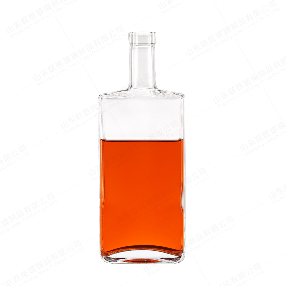 Beverage Custom Size Accepted 500ml 750ml Square Flint Glass Bottle with Glass Lid