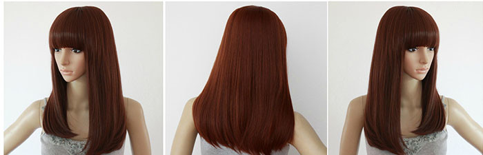 Glueless Net Headgear Long Straight Synthetic Wigs For Lady / Girl OEM