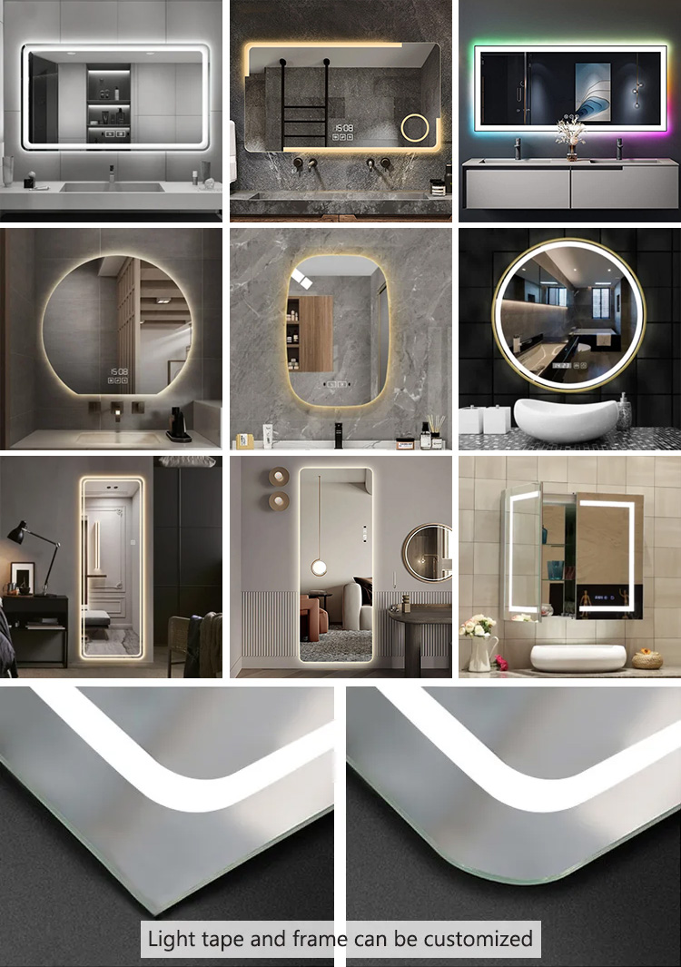 5mm Lighted Bathroom Makeup Mirror Magnifying Illuminated Bathroom Vanity Mirror Customized