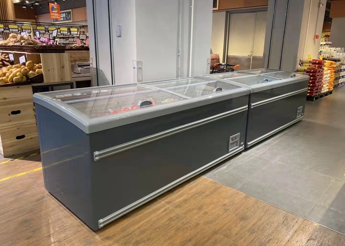 Seafood Display Supermarket Island Freezer With -18~-22 ℃ And Interior Lighting