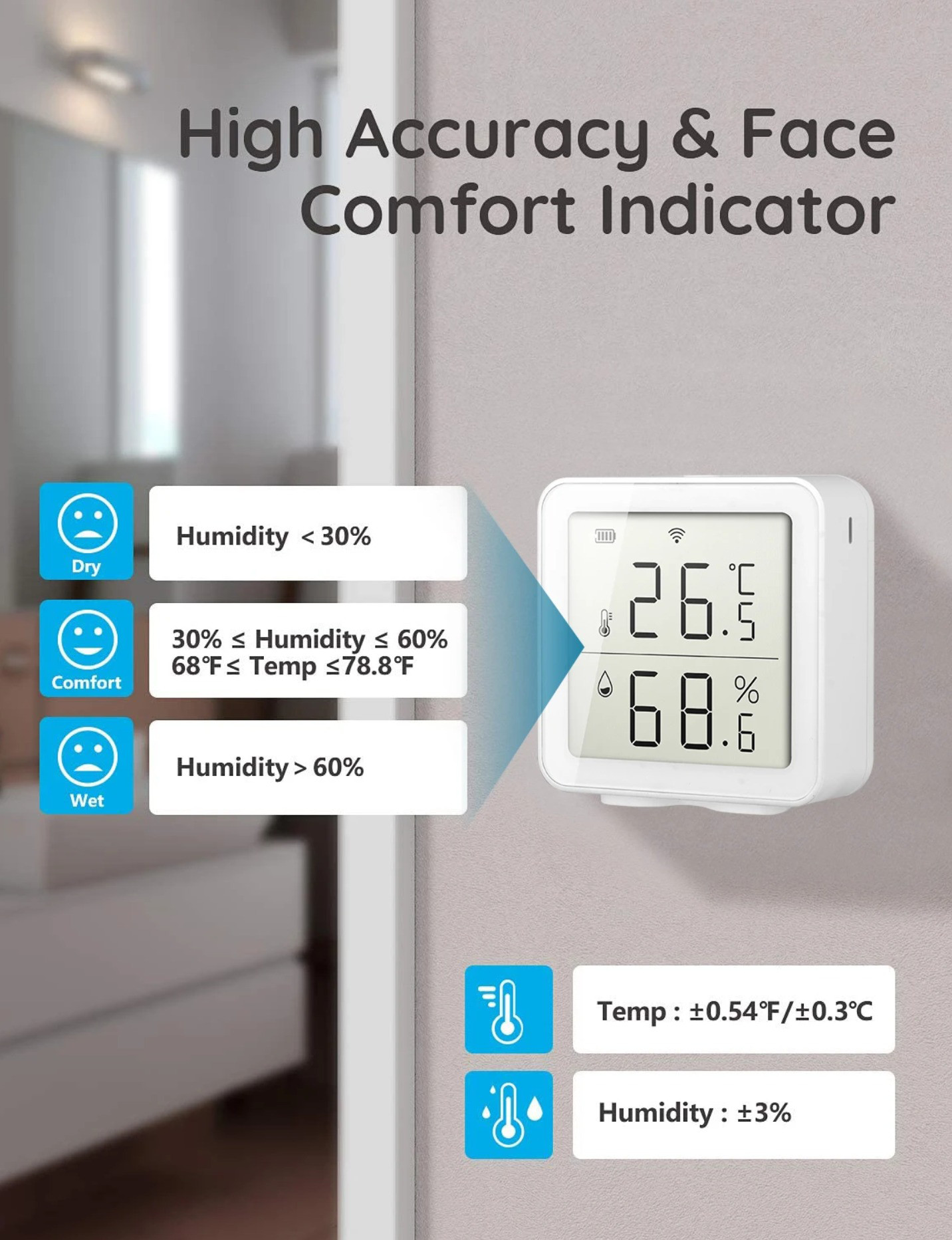 Tuya Wifi Temperature&Humidity Sensor Work With Alexa Indoor Hygrometer Thermometer lcd Display Intelligent Linkage For