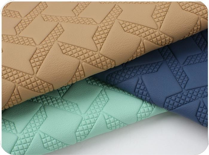 Custom Car Floor Mats Leather Woven Pattern PVC Leather Material Anti Mildew