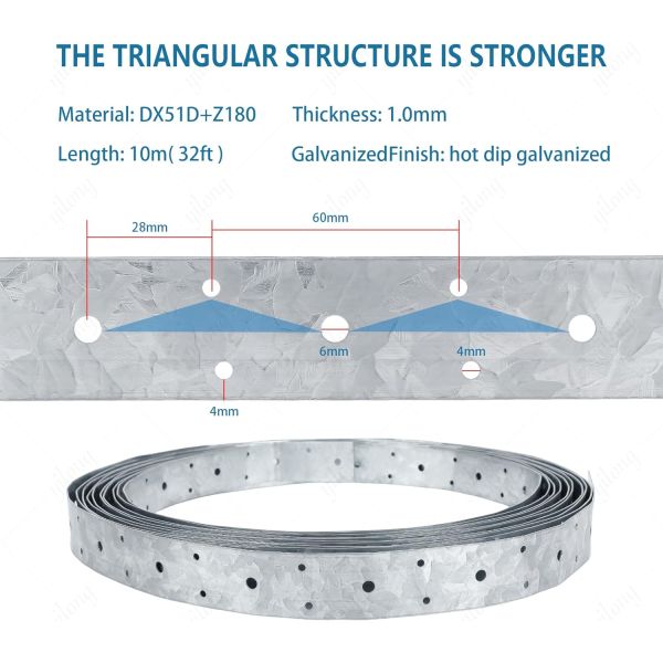 Galvanized Steel Coil Strapping Hanger Strap Perforated Strap Tie