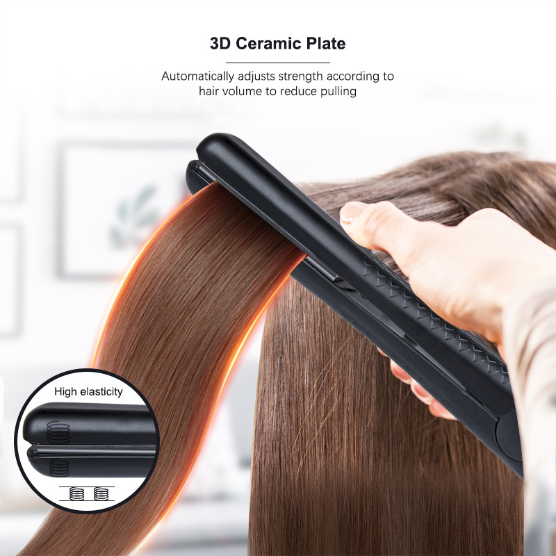 Black Ceramic Cast Edge Hair Straightener 3D Floating Titanium Plates
