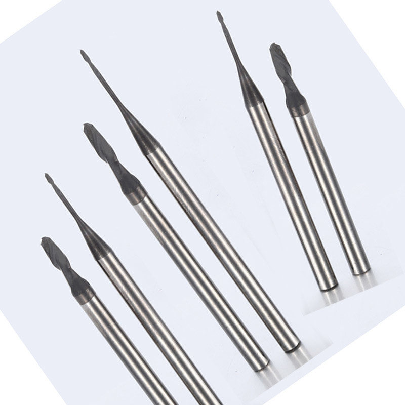Graphite Long Neck End Mills R1 Ball Nose Straight Shank