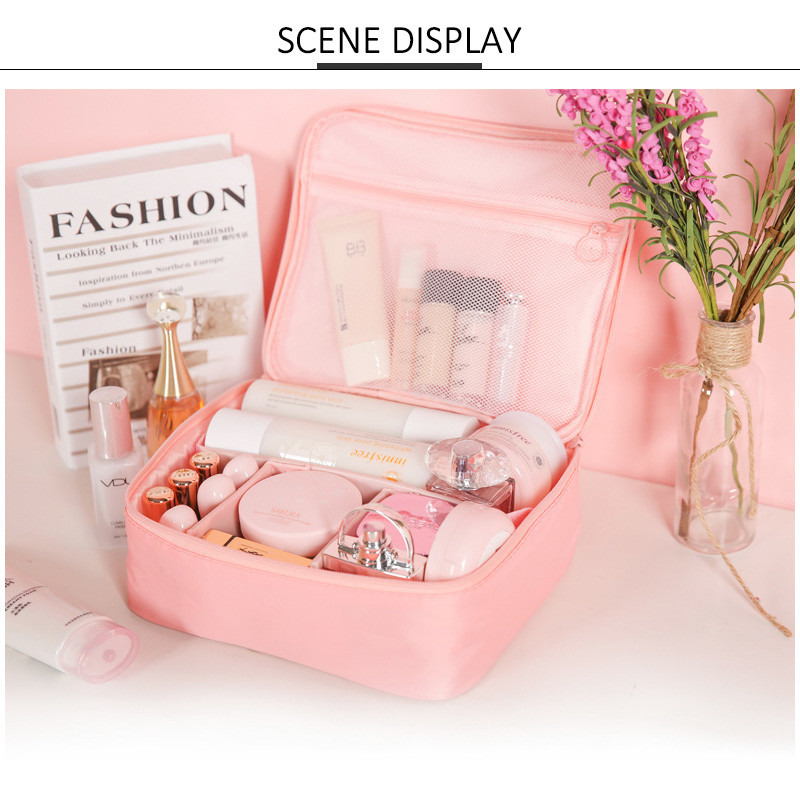 Striped Polyester Cosmetic Bag