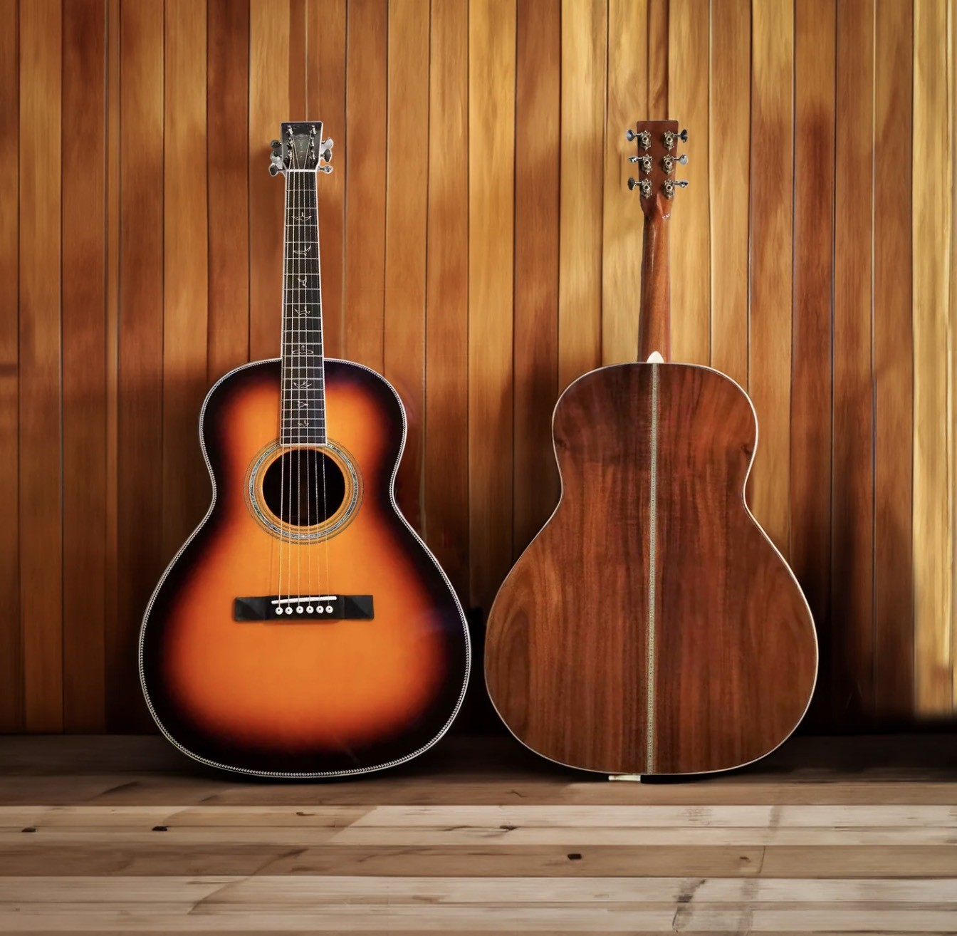 12-Fret Single 0 Shape Handmade Guitar with Dove Tail Joint Acoustic Guitar Solid KOA Back Side