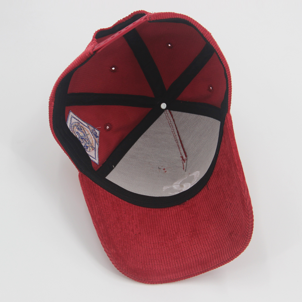 Customized Corduroy 5 Baseball Caps Panel Caps 3D Embroidered Structured Sports