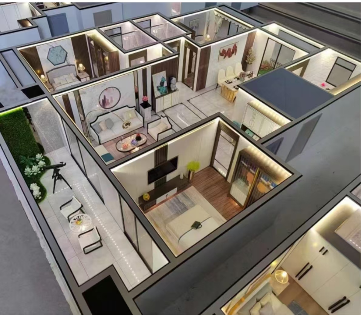 Contemporary House Interior Models 1:25 LED Illumination Interior Architecture Model