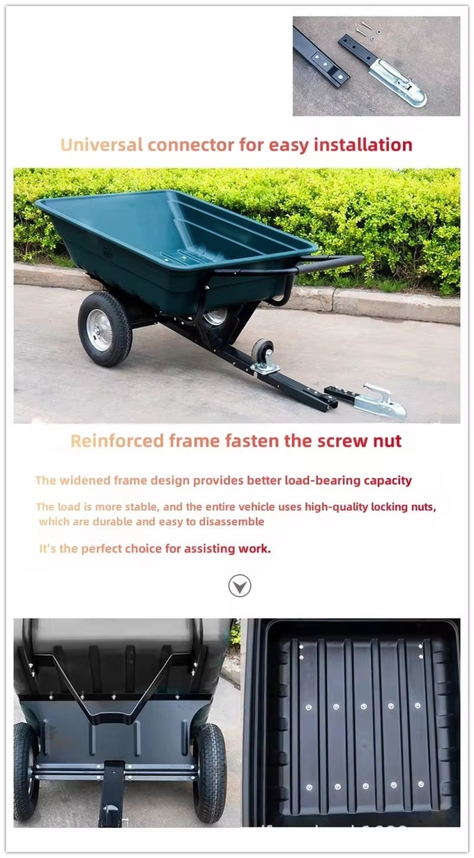 Hot Sale ATV Trailer Farm Garden Transportation Utility Tractor Truck Tow Tipping ATV Cart Trailer