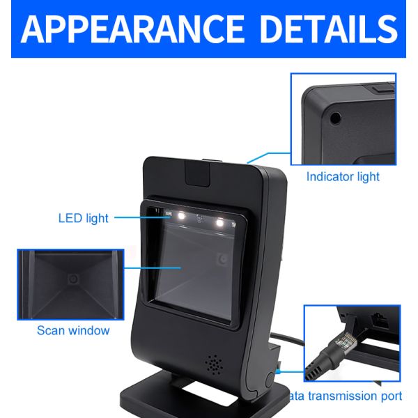 ODM Platform Barcode Scanner QR Code Desktop Bar Code Reader for Supermarket Store Auto Sense Data Matrix Reader