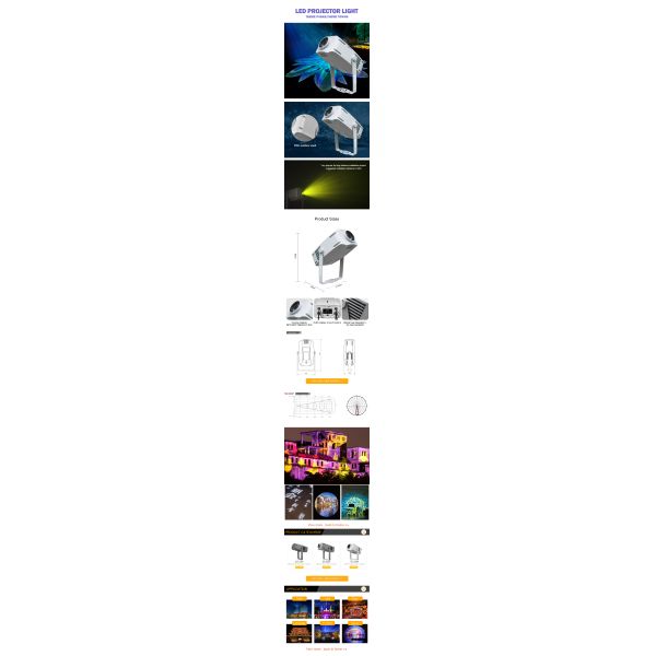 200W Custom Gobo Projector Ip65 High Brightness Advertising Led Outdoor Christmas Gobo Logo Projector Advertising Lights