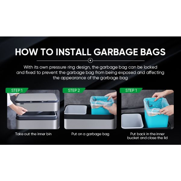 Automatic Dual Recycling Waste Bin Garbage Container Living Room Metal Trash Can Sensor Bin With Removable Inner