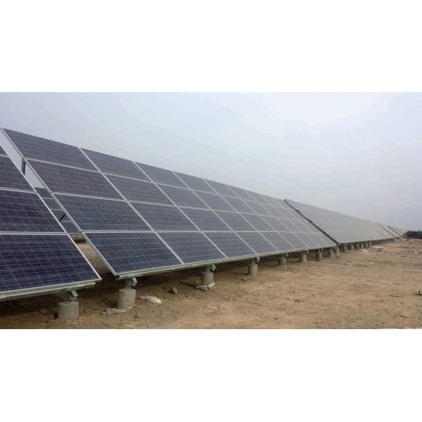 Concrete Base Solar Panel Ground Mounting Systems Double Pole Type