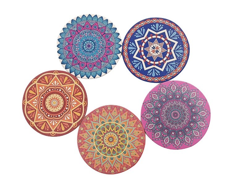 Amazon Hot Selling Style 4'' Ceramic Absorbent Round Coaster with Cork Back or Customized Size
