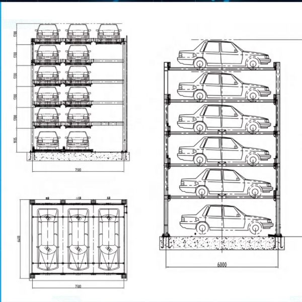 Space Saving Semi Automatic Puzzle Parking System with 6 Layers and 10350mm Height