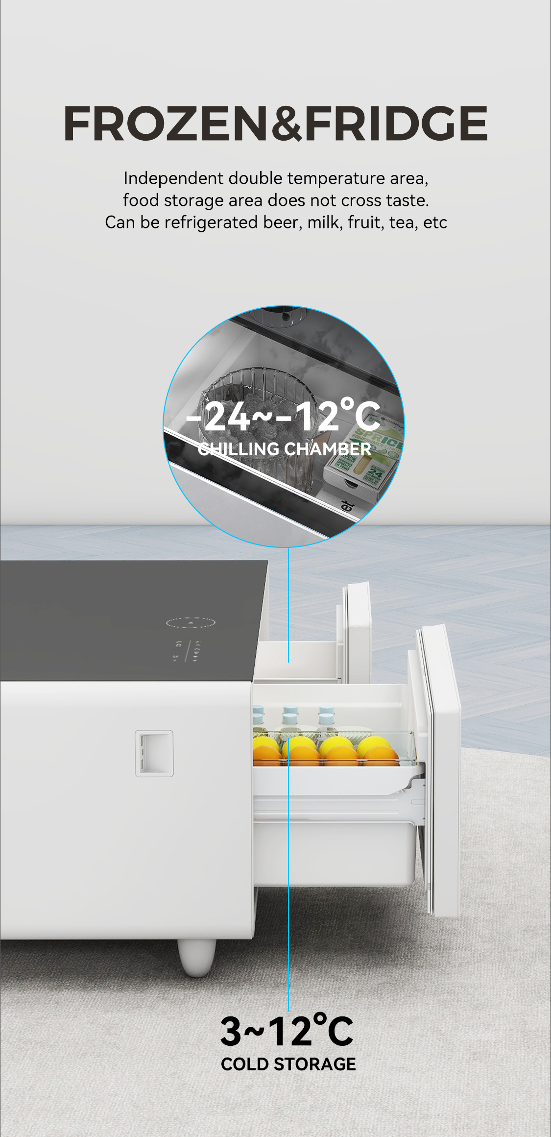 PRIMST Coffee Table Mini Bar with Multifunctional Storage and Intelligent Refrigerator