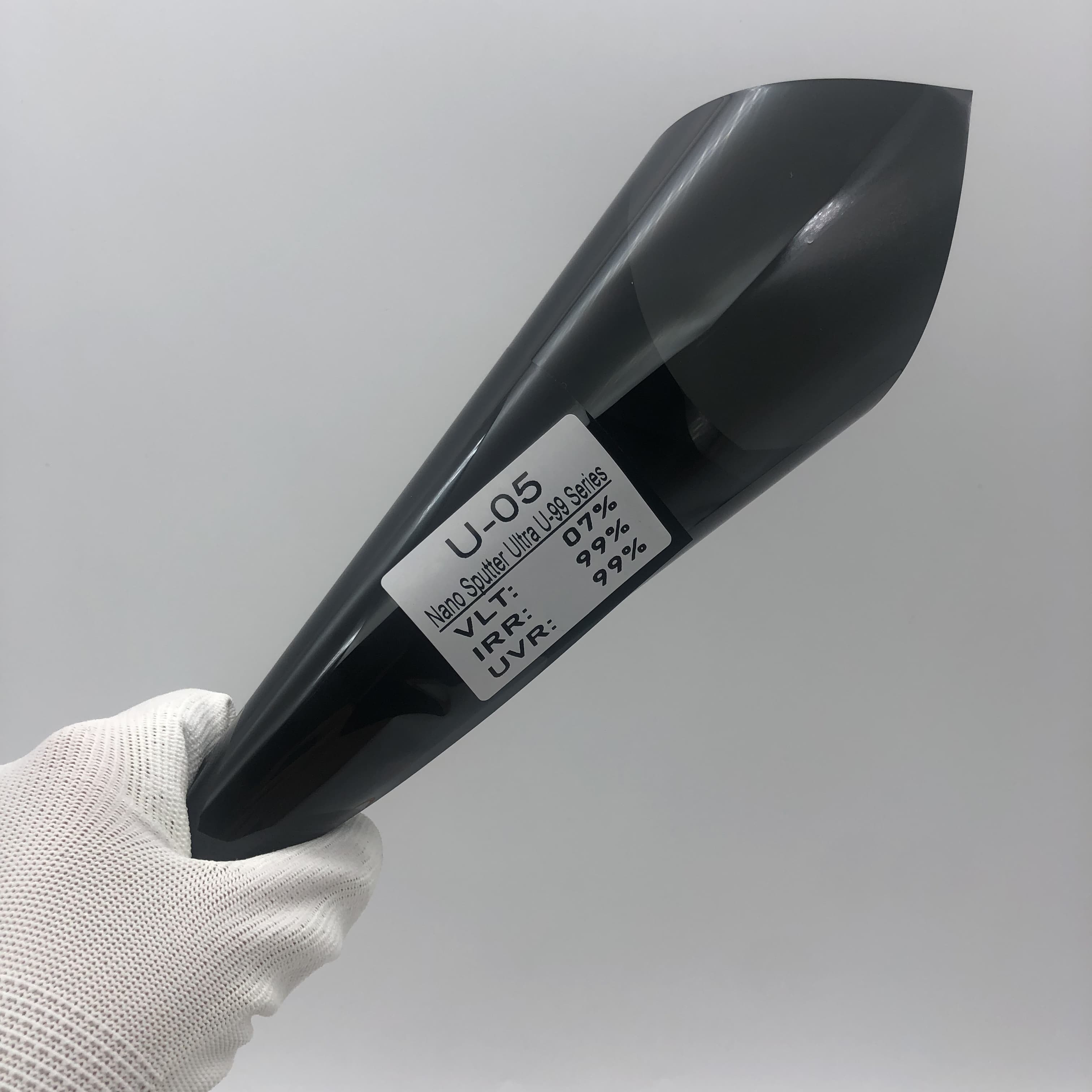 Roll of carbon ceramic window film showing size and packaging